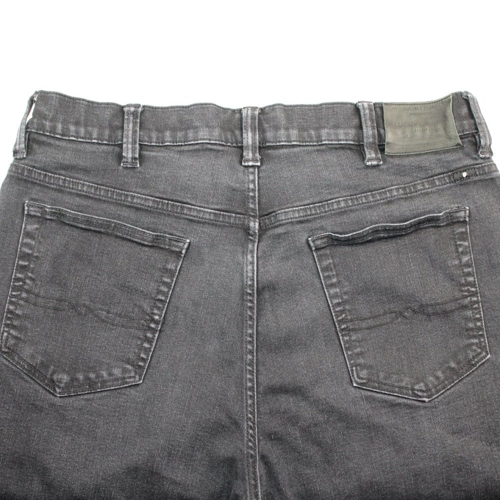 Lucky Brand 37 X 33 Athletic Fit Black Flex Straight Leg Distressed Denim Jeans - Picture 3 of 11